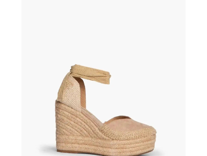 Corina brand esparto wedges espadrilles with natural jute wedge in natural beige PlatiNum