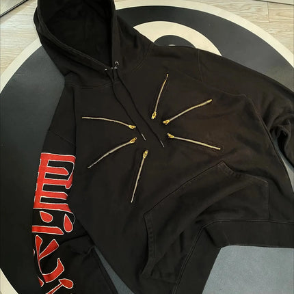 Cool Design Multi Zipper Sweatshirts Punk Street Hoodies Women Hip Hop Anime Hoodie Y2k Couples Plus Size Casual Streetwear