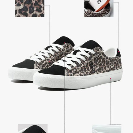 Goluck Classics Sneakers Stylish Leopard Vulc Skateboard Shoes Shock Absorption Encapsulated Men&Women Durable Comfortable Spo