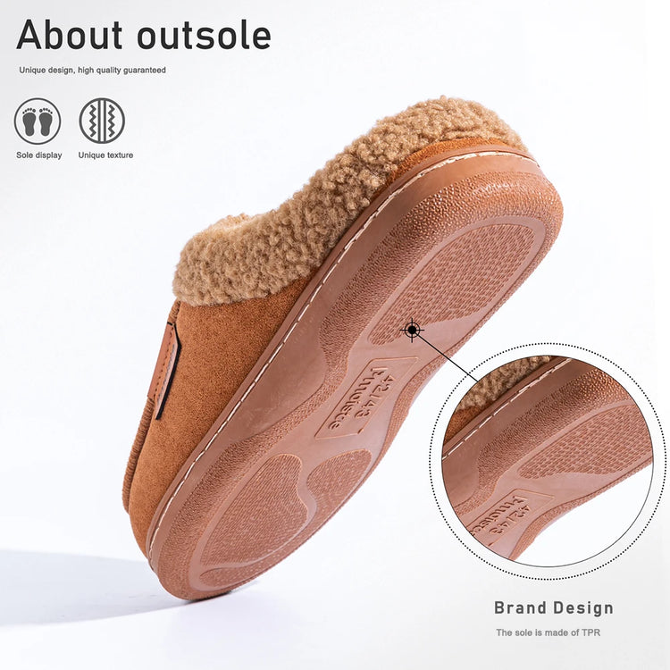 Winter Warm Men's Slippers TPR Sole Memory Foam Pad Antiskid Soft Comfortable Flat Bottom Men's Indoor Shoes