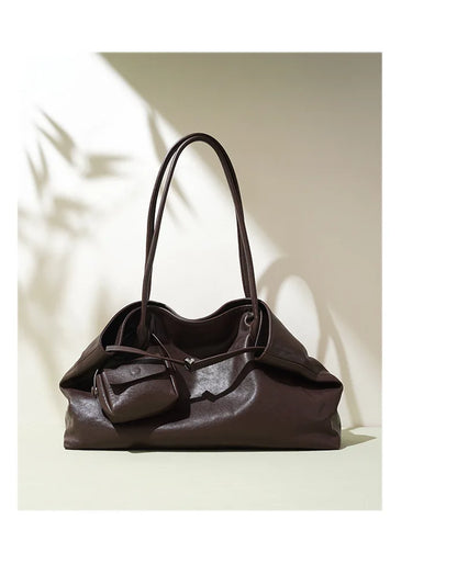 Motingsome Oversized Natural Leather Woman Bags 2025 New Fashion Handbag and Purses Large Capacity Commuter Bag Casual Tote