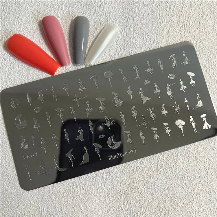 Gothic Cross Nail Stamping Plate Dark Rosary Cross Stainless Steel Punk Nail Art Stencil for DIY Manicure
