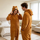 Onesie Brown Bear Cartoon jumpsuit pajamas flannel animal shaped home wear party cosplay cosplay costume Brown Bear