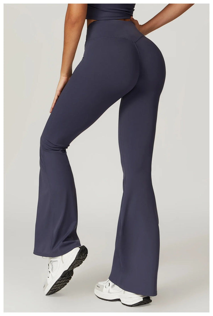 Flare Leggings Yoga Pants Women Bell-bottoms Yoga Tights High Waist Fitness Pants Stretch Gym Workout Sports Push Up Leggings PlatiNum