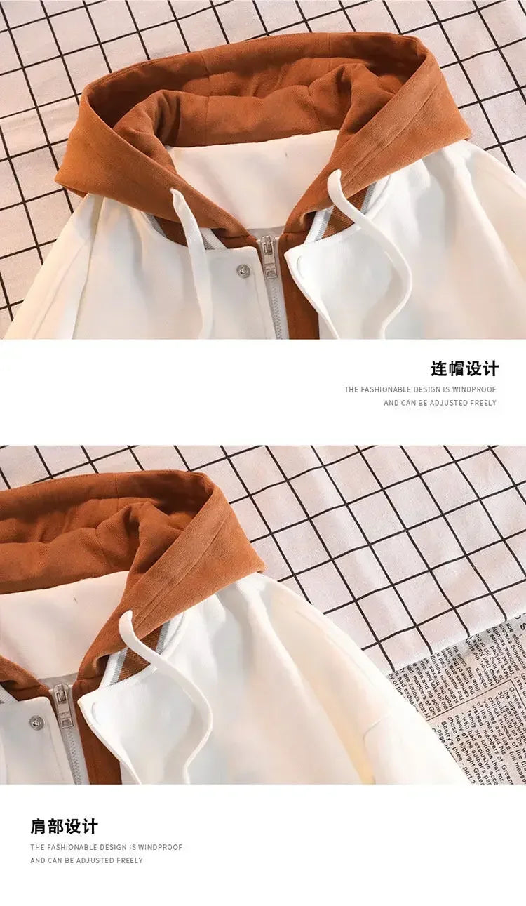 Men's Autumn New Trendy Brand All-match Student Hooded Jacket Plus Size Coats Women High Quality Varsity Baseball Uniform Jacket