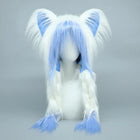Long Plush Cat Ear Hat Fox Ear Double Braid Caps Cute Lolita Anime Fall Winter Cap Y2K Anime Cosplay Accessories