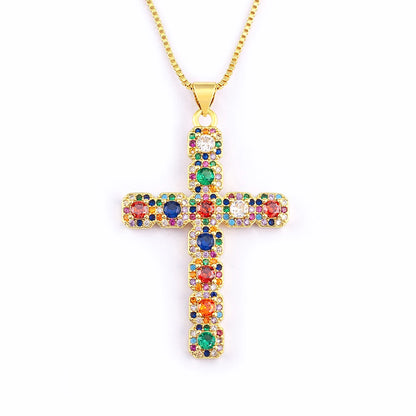 Nidin Classic Creative Design 6 colori Collana con ciondolo croce Squisita lucentezza Zircone Catena Girocollo Gioielli per le donne Regalo del partito