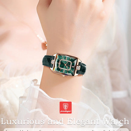 POEDAGAR Rettangolo Orologi da donna di lusso Impermeabile Data Orologio da donna in pelle Elegante orologio da polso da donna al quarzo moda Reloj regalo platinumshop