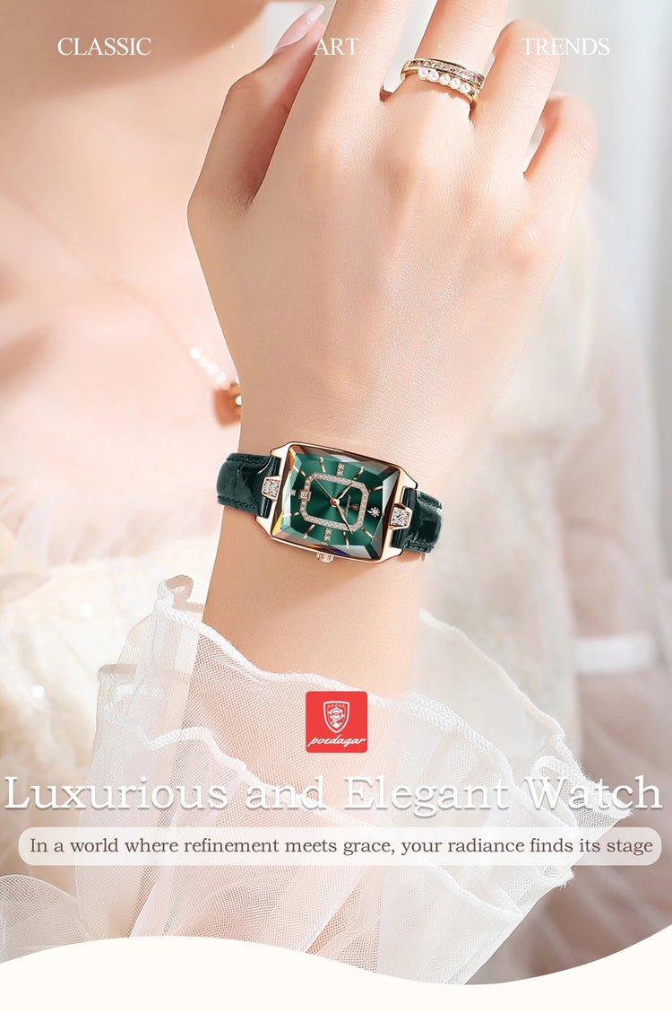 POEDAGAR Rettangolo Orologi da donna di lusso Impermeabile Data Orologio da donna in pelle Elegante orologio da polso da donna al quarzo moda Reloj regalo platinumshop