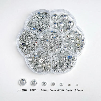 1box 3D Flower Bow Nail Art Decorations Kit Pink/White Acrylic Floral/Peal Beads Nail Charm with Wax Pen/Tweezer 4/6mm Nail Part Nail