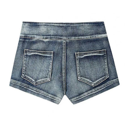 Summer Women Kpop Jean Shorts Abi Y2K 2000s Lace Up Denim Hot Pants Grunge Gyaru Japanese American Retro Cyber Punk Harajuku New PlatiNum