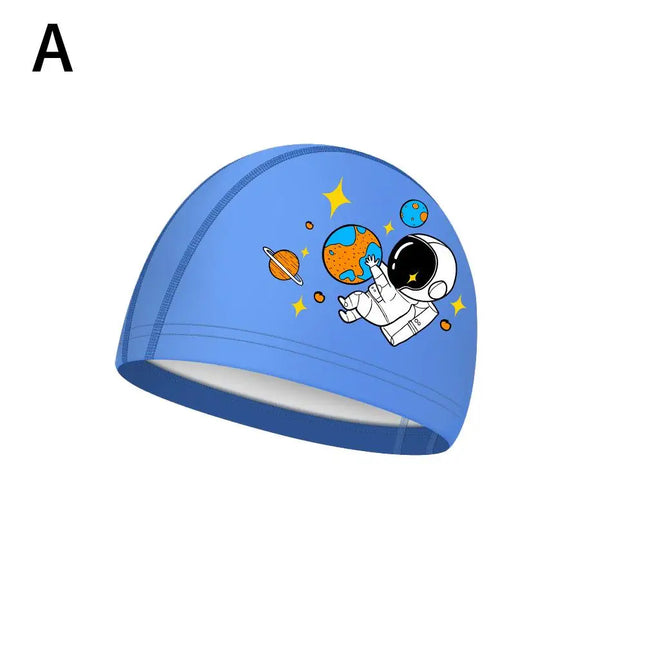 Kids PU Fabric Swim Cap Elastic Turban Swimming Hat for Boys and Girls, Comfortable Stretchable Pool Bathing Caps