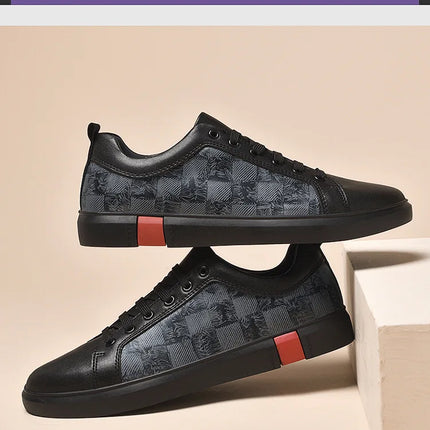Europe New Shoes for Men Genuine Leather Casual Shoes Cool Black Flat Skateboard Shoes Street Fashion Sneakers