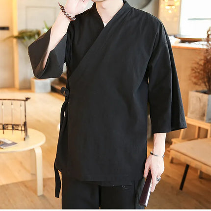 Camicie Kung Fu Stile Cinese, Abbigliamento Tradizionale Tai Chi, Completo Tang in Tinta Unita, Bluse Casual Comode in Cotone per Uomo