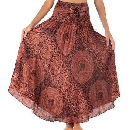 Boho Gonne Donna Rayon Beach Abito lungo Estate Bohemian Jupe Longue Femme Elastico in vita Stampa Fasciatura floreale Halter Hippie platinumshop