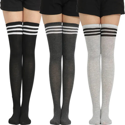 Moda ragazze carine coscia alta nero bianco a righe sopra il ginocchio calzini lunghi scaldamuscoli Lolita calze gotiche per donne sexy