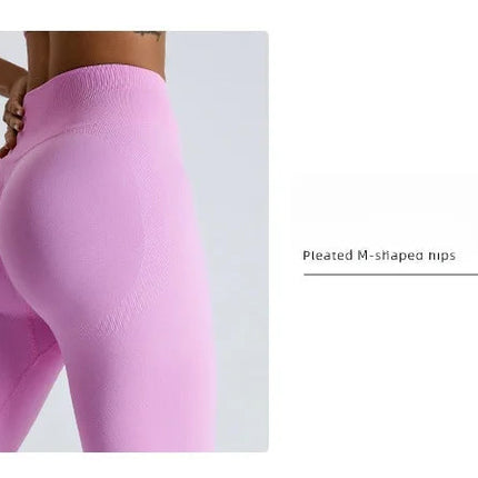 Seamless Women Solid Color High Waist Yoga Pants Sexy Hip-lifting Tight Sports Pants Women Push Up Fitness Workout Yoga Leggings PlatiNum