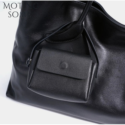 Motingsome Oversized Natural Leather Woman Bags 2025 New Fashion Handbag and Purses Large Capacity Commuter Bag Casual Tote