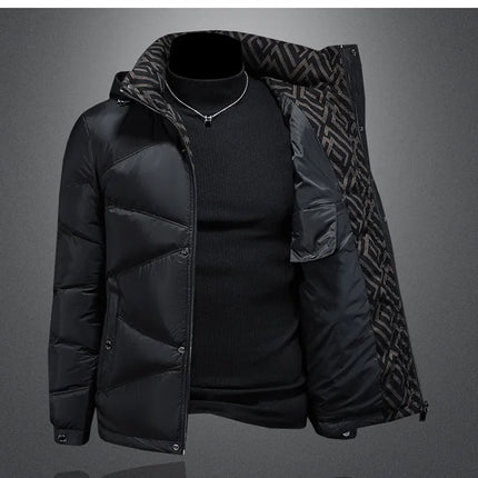 2025 Autumn And Winter Men's 90% White Duck Down Black Hooded Down Jacket Kurtka Zimowa Duck Down Jacket Mens Clothing