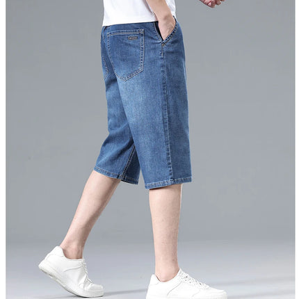 Nuovi Pantaloncini in Denim Sottili da Uomo Estate 2026, Morbidi e Confortevoli, Effetto Seta Ghiaccio, Vestibilità Ampia, Blu Chiaro e Blu Scuro, Taglie Grandi