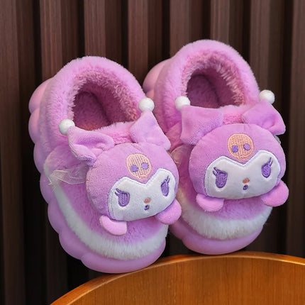 Winter Family Plush Slippers, Parent-Child Match Cartoon Indoor Home Shoes, Cozy Cotton-Lined Non-Slip Slides for All Ages