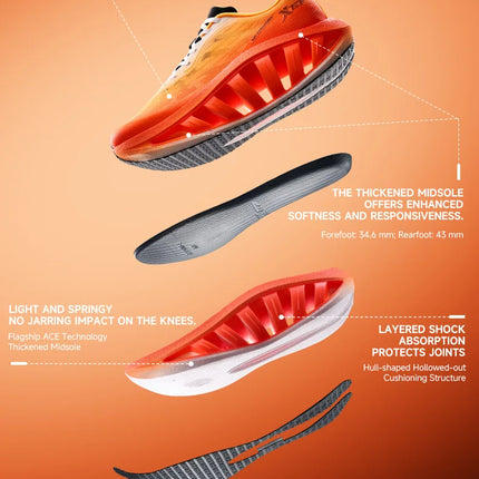 Xtep Light Boat MAX Scarpe da corsa leggere da uomo con rimbalzo e aumento dell'altezza, forza propulsiva più forte 874219110095