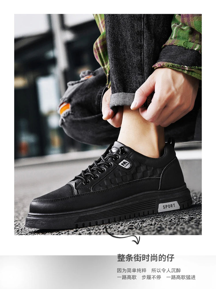 Men's Flat Casual Shoes Spring Breathable Soft-Sole Anti-Slip Outdoor Walking Shoes Youth Fashion White Shoes Sports Board Shoes