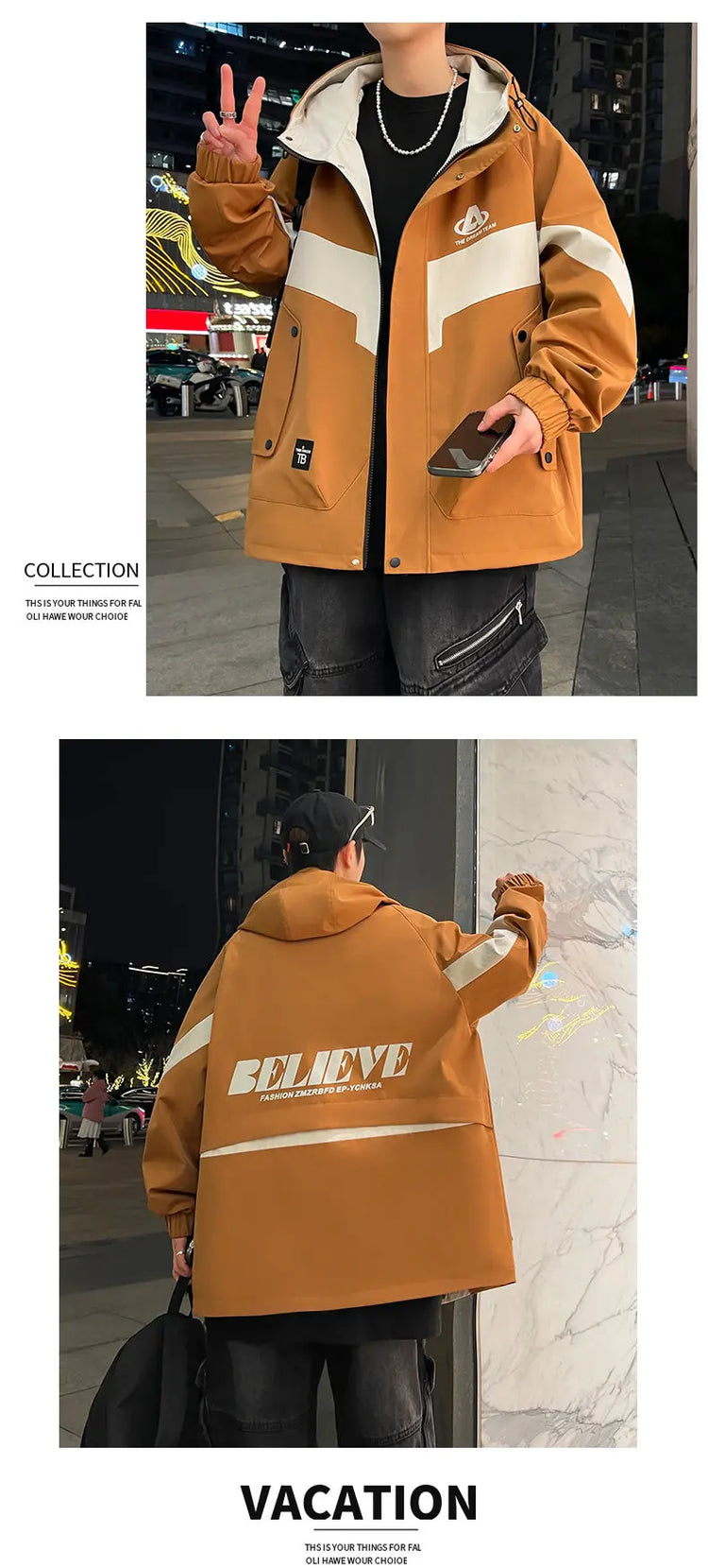 New Arrival Men's Hooded Jackets 2026 Spring Autumn Outdoor Loose Casual Coats Youth Streetwear Plus Size M-4XL Tops Clothing