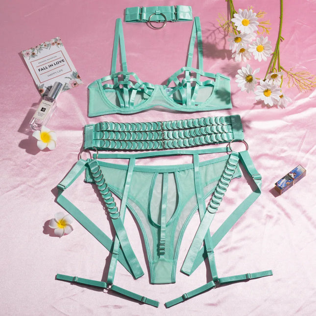 Toucheart Erotic Underwear Hollow Out Girl Complex Gathertogether Chest Support Straps Sexy Seductive Coquette Private Split Kit