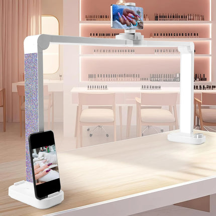 34' Nails Tech Light with Phone Stand 3000K-6000K Color Temperature Led Desk Lamp for Nail, Tattoos, Eyebrows, Beauty Diamond