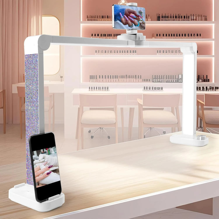 34' Nails Tech Light with Phone Stand 3000K-6000K Color Temperature Led Desk Lamp for Nail, Tattoos, Eyebrows, Beauty Diamond