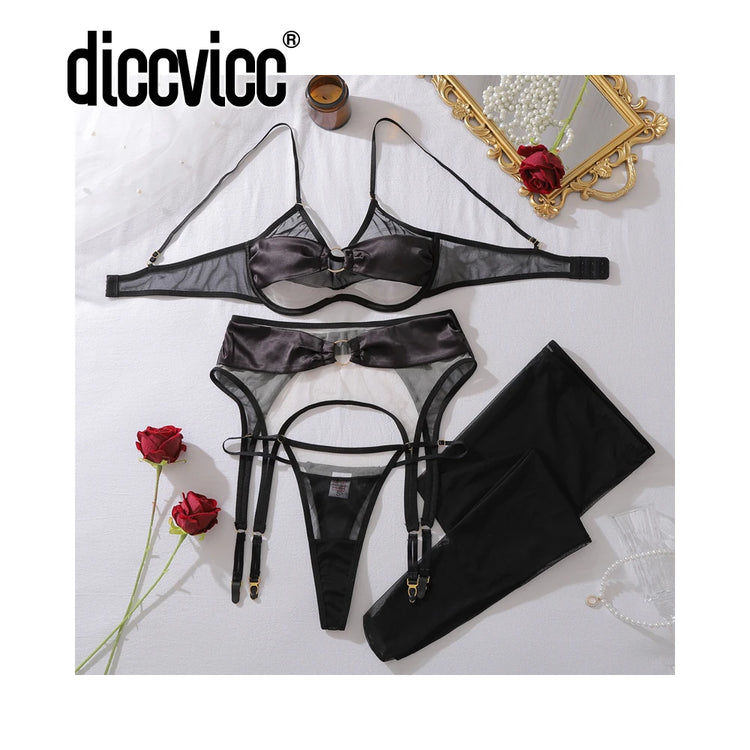 Diccvicc Sexy Hot Lingerie Dressup Cut Out Bra Fancy Garter Belt Naked Woman Underwear Slutty Night Clothes Erotic Matching Set