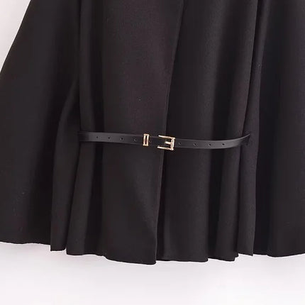 Belt Poncho Capes Women Black Cloaks Winter Coats Woman 2025 Bat Sleeve Cape Coats for Women Fashion Women's Cape Jacket