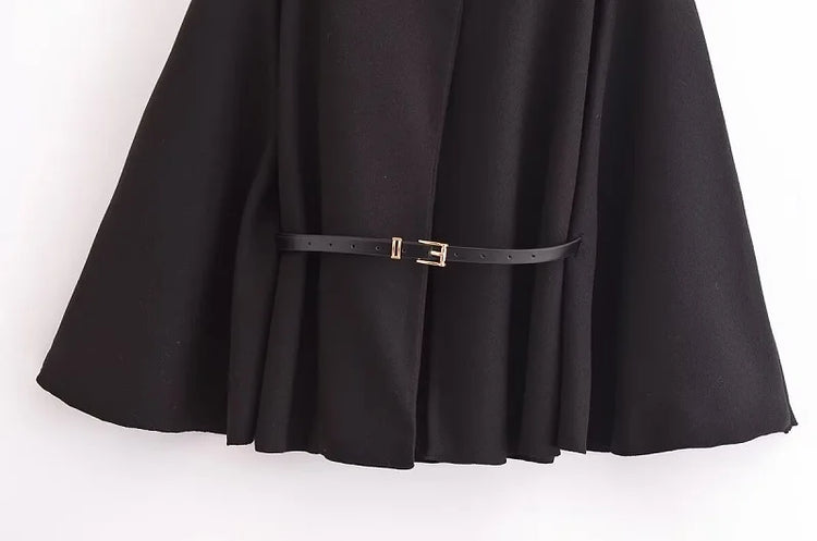 Belt Poncho Capes Women Black Cloaks Winter Coats Woman 2025 Bat Sleeve Cape Coats for Women Fashion Women's Cape Jacket