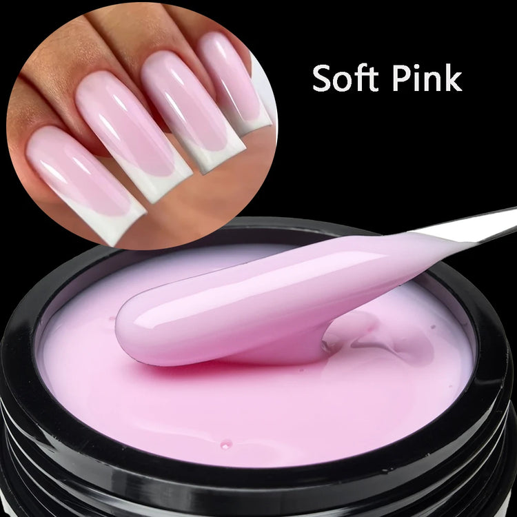 Jillnails 50g Nude Pink Builder Nail Gel French Pink Nails UV LED Self Leveling Sculpting Gel Nails Shape Building Extension
