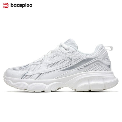 Baasploa Scarpe da corsa retrò da donna Scarpe da jogging sportive con lacci in rete da esterno Scarpe casual leggere e traspiranti antiscivolo da donna