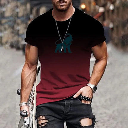 New fashionable and trendy men's 3D gradient print t-shirt top summer streetwear o-neck plus size pullover