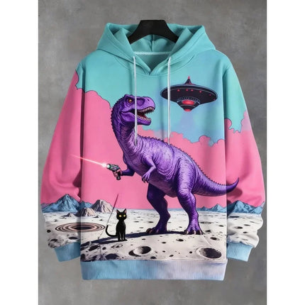 2026 Funny Dinosaur Cat Solider 3d Print Hoodies Men Women Fashion Oversized Hoodie Sweatshirt Animal Coat Sweats Mens Clothing