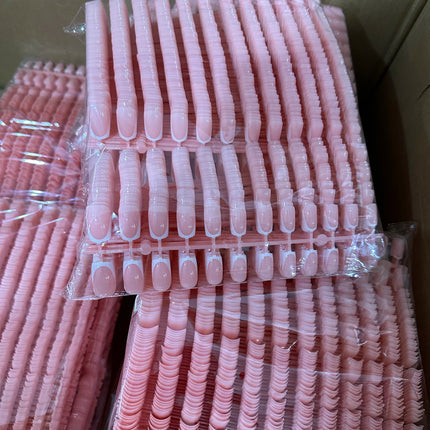 120Pcs Short Square Coffin Glossy Pink Full‑Cover Press‑On Acrylic Fake Nail Tips For DIY Nail Art Decoration