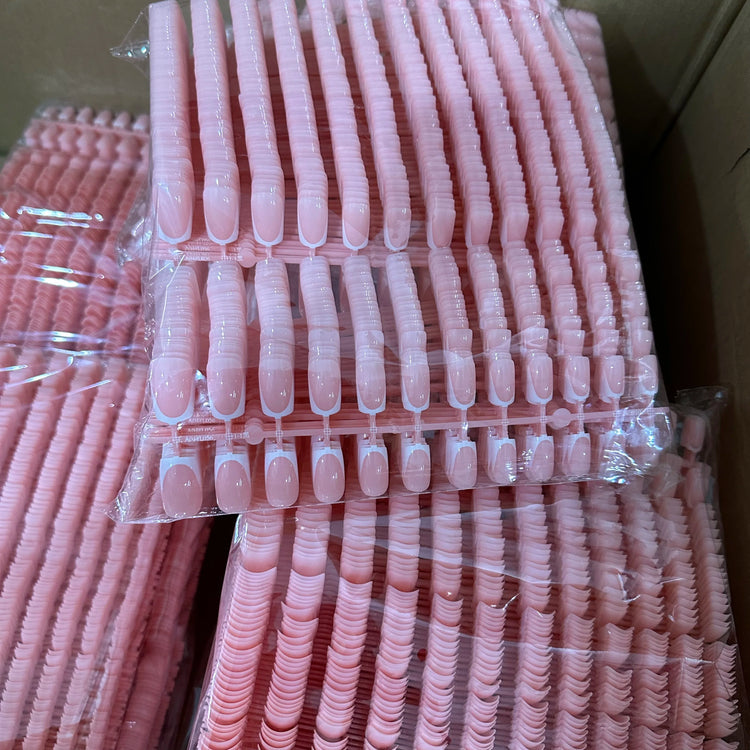 120Pcs Short Square Coffin Glossy Pink Full‑Cover Press‑On Acrylic Fake Nail Tips For DIY Nail Art Decoration