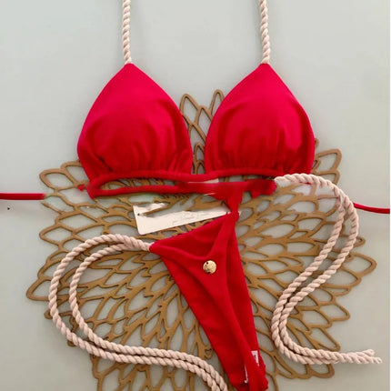 2026 Nuovo Sexy Micro Bikini Brasiliano da Donna, Set Bikini Halter con Perizoma, Costume da Bagno per Feste e Spiaggia PlatiNum