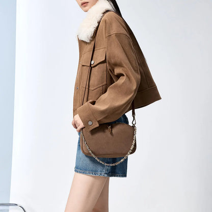 CHARLES&KEITH Synthetic Leather Baguette Bag Underarm Shoulder Bag Small Women's Mocha Brown Mocha CK2-20782753-1