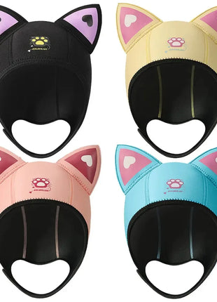 Cappuccio da sub con orecchie di gatto Cappuccio da muta in neoprene da 3 mm Cuffia da nuoto da donna carina per il surf Snorkeling Sport acquatici Cappello da sub da surf