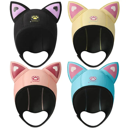 Cat Ear Diving Hood 3mm Neoprene Wetsuit Hood Cute Women's Swimming Cap for Surfing Snorkeling Water Sports Surf Diving Hat
