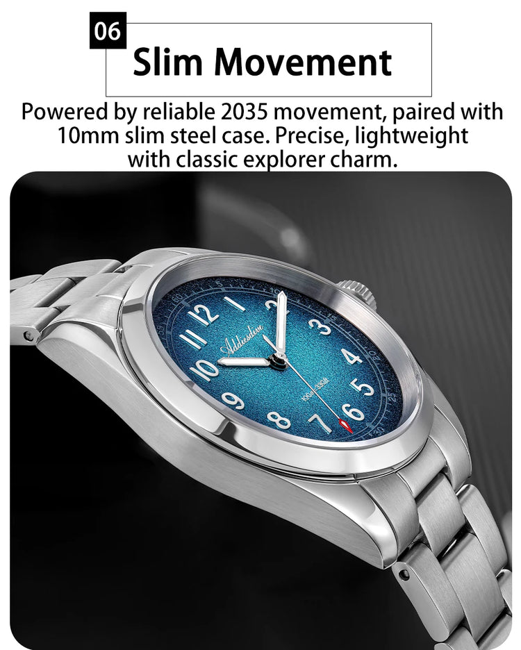 ADDIESDIVE Men's Vintage Quartz Watch 100M Waterproof Sapphire Glass Super Luminous Stainless Steel Classic Wristwatches AD2553