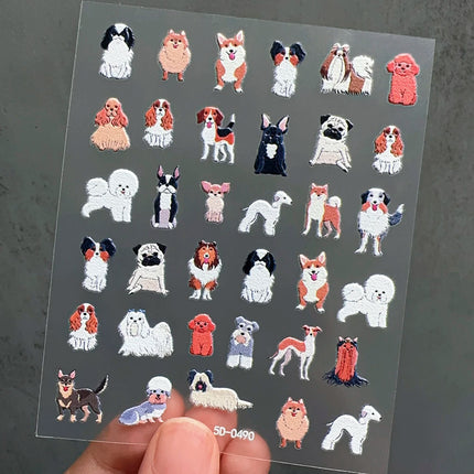 1Pcs 5D Lovely Dog/Cat Nail Art Stickers Cartoon Puppy Kitten Pet Animal Adhesive Nail Decals Y2K Manicure Decorations Sliders &