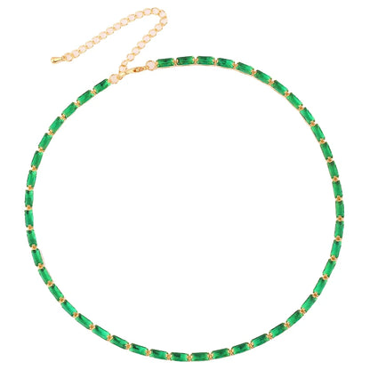 Collana a catena da tennis Hip Hop con zirconi cubici verdi stile misto CZ per donna Gioielli girocollo in oro 18 carati con smeraldi di cristallo per feste di strada