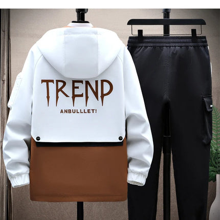 Windbreaker Regular Zipper Jacket 2023 Spring Men's Hooded Trend Printed Jacket Hip Hop Top Men's Low Price