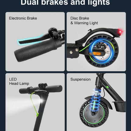 Monopattino Elettrico Wildstride 350W/500W con Motore Potente, Autonomia 30&45km, Batteria 15ah, Pneumatici da 10 Pollici, Velocità 35km/h, Pieghevole, App Intelligente, per Adulti, Modello E5max