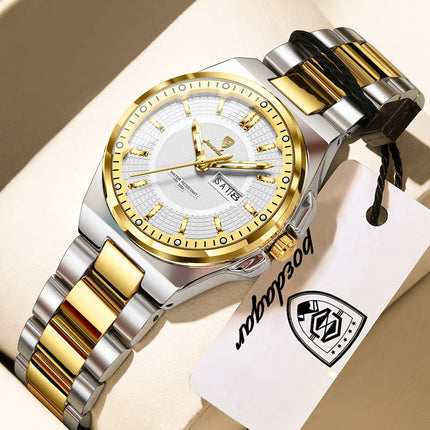 Orologio da Donna POEDAGAR Elegante con Data e Giorno della Settimana, Movimento al Quarzo, Acciaio Inossidabile, Luminoso e Impermeabile platinumshop
